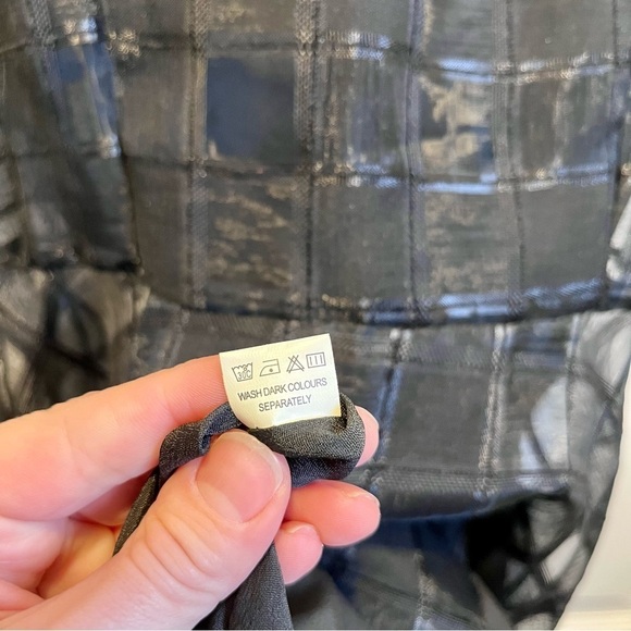 NWT Ocean Drive Black long Dress maxi sheer evening plaid Women Small elegant - Picture 7 of 11